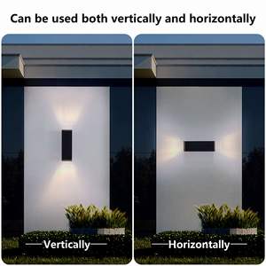 Applique murale extérieure moderne Mirrea, lot de 2, noir mat, tube rectangulaire en aluminium de 18 pouces, couvercle en verre trempé, lumière de patio étanche - Product Image 5