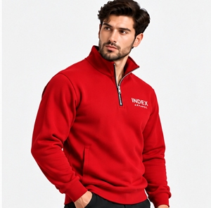 Sudadera Deportiva de Manga Larga con Cuello Alto y Cierre de Cremallera Roja para Hombre, Marca Index Apparel - Product Image 4