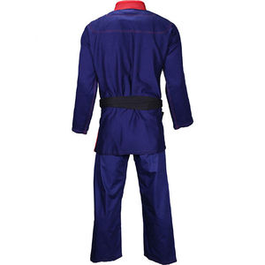 Kimono de BJJ Azul Marino al por Mayor con Ribete Rojo, Cuello en V, Traje de Entrenamiento de Artes Marciales, Cinturón Negro, Personalizado, 100% Algodón Transpirable - Product Image 2