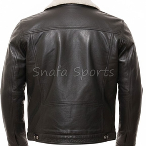 Veste en cuir véritable noir de qualité supérieure pour hommes, style bomber vintage, pour motards et vestes en cuir décontractées d'hiver - Product Image 5