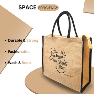 Sac de pique-nique en jute durable avec doublure laminée, sac réutilisable pour les courses et le rangement - Product Image 5