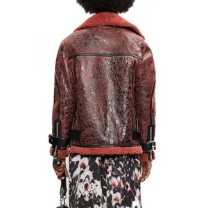 Veste aviateur en cuir véritable de qualité supérieure pour femmes |   Vêtements de moto de luxe bicolores en gros, haut de gamme - Product Image 1