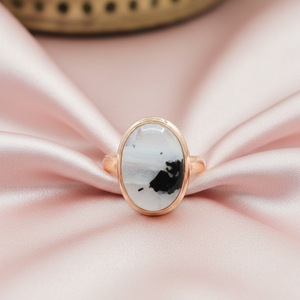 <b>Top</b> Quality Black Tourmaline Rainbow Moonstone Ring 925 Sterling Silver <b>Rose</b> Gold Yellow Gold Plated Oval Handmade Jewelry her - Product Image 3