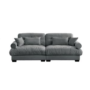 Grande Divano Moderno a Due Posti in Velluto con Braccioli Imbottiti e Cuscini Decorativi per il Soggiorno - Product Image 5