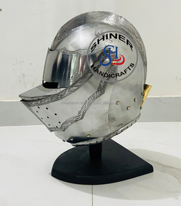 Casque de visage médiéval SCA Cosplay Halloween casque d'armure étroite chevalier guerrier casque en acier avec Costume de support - Product Image 3