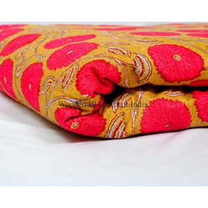 Tela de Algodón Ligera y Ecológica con Estampado Floral, Tela Tejida a Mano India Multicolor para Bolsos y Camisas - Product Image 2