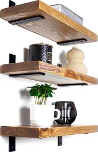 Solid Wood Modern Wall Mounted Double Tier Storage <b>Rack</b> Customizable Shape Durable Handmade Design for Living Room Home Decor - Product Image 4