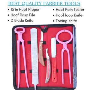 Kit d'outils de fermeur avec râpe à sabots, couteau à sabots, testeur de sabots, coupe-sabots à dents affûtées de 15 pouces, couteau courbé et boucle à abcess - Product Image 2