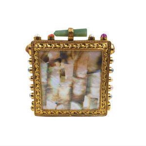 Pochette de soirée de luxe ronde en nacre, sac à main artisanal en laiton pour femme, idéal pour les fêtes et mariages - Product Image 1