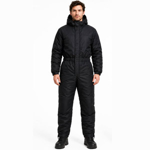 Combinaison d'hiver unisexe noire à capuche, coupe-vent, décontractée, avec fermeture éclair, couleur unie, en polyester, taille adulte - Product Image 4