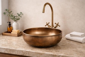 Fregadero de cobre de fácil mantenimiento, lavabo de cobre de bajo cuidado, producto seguro para el agua, material higiénico para fregaderos de cobre, solución higiénica para lavabos de cobre - Product Image 5