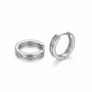 DIVYORO Boucles d'oreilles créoles tendance en argent 925 gravées géométriquement pour femme - Product Image 1