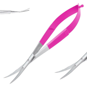Ciseaux à cuticules professionnels en acier inoxydable à lame incurvée tranchante, manche en acier, logo personnalisé, pour soins des ongles, usage en salon, précision - Product Image 4