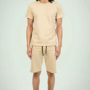 Shorts personnalisables pour hommes – Ensemble chemise et short en tissu éponge doux, style hip-hop, tailles variées, imprimé uni, prix raisonnable - Product Image 1