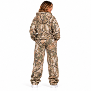 Custom Women Tracksuit Set Forest Print Hoodie Set <b>Fleece</b> Sweat suit 2 Piece Set Custom Women's Wide Leg <b>Pants</b> Tracksuit Set - Product Image 2