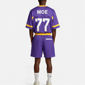 Ensemble de maillots de football américain personnalisés unisexes en maille violette, respirants, en polyester, uniforme d'équipe, fabrication OEM, étiquette privée, fabricant en gros, États-Unis - Product Image 5