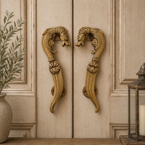 Poignée de porte SHUBHAM moderne en laiton, faite à la main, style Art Déco, géométrique, bouton-poussoir, couleur kaki foncé, quincaillerie de mobilier, entrée, extérieur - Product Image 6