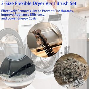 Set di spazzole flessibili per la pulizia del condotto dell'asciugatrice, 3 misure (43, 71, 119 cm), strumento per la rimozione dei pelucchi, kit di pulizia per condotti dell'asciugatrice, spazzole e rulli per pelucchi - Product Image 2
