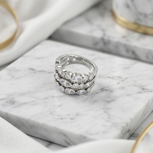 1.45CTW Round Pear Marquise Cut Bezel Set Multi Band Cluster <b>Statement</b> <b>Ring</b> - Product Image 3