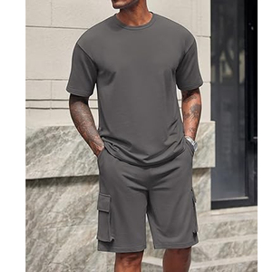 Conjunto de Verano para Hombre, Fabricante, 2 Piezas, Camiseta y Pantalones Cortos Cargo, 220 GSM, Algodón, Estilo Urbano, Tallas Grandes, Suministro al por Mayor OEM - Product Image 2