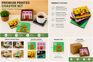 Ensemble de sous-verres en bois personnalisés de qualité supérieure avec impression pour Noël et la rentrée scolaire, décoration de table élégante - Product Image 3