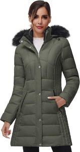 Women's Lightweight <b>Packable</b> Hooded Winter Quilted Puffer <b>Jacket</b> Detachable Sleeves Hat Zipper Closure Water Resistant Wool - Product Image 4