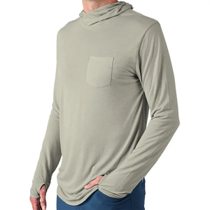 Camisa de Pesca con Capucha Unisex Color Caqui, Manga Larga, Protección Solar UPF 50, Secado Rápido, Color Sólido, 100% Poliéster, Ropa para Exteriores - Product Image 3