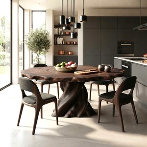 Modern Luxury Designer Handmade Customizable <b>Round</b> Natural Wood <b>Dining</b> <b>Table</b> <b>for</b> Home Villa Apartment Restaurant - Product Image 3