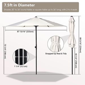 Ombrellone da Esterno 7.5FT a 6 Stecche Rosso/Avorio/Blu Navy, Set da 3 Pezzi con Base per Giardino - Product Image 2