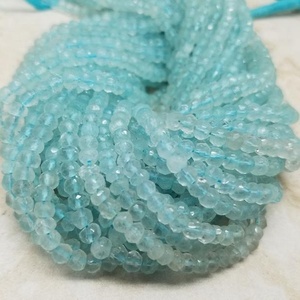 100% Natural <b>Blue</b> Aquamarine Faceted Rondelle Gemstone <b>Beads</b> Strand For Jewelry Making From Gemstone Supplier Factory Buy Now - Product Image 1
