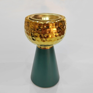 Luxury Hammered Metal <b>Incense</b> Burner Set, Gold & Silver With Matte Green Base Arabic <b>Cone</b> Holder For Home Decor & Aromatherapy - Product Image 2