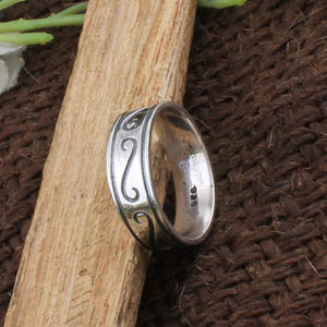 Handmade 925 Sterling <b>Silver</b> Beaded <b>Stacking</b> <b>Ring</b> Artisan Design Bezel Setting Minimalist Boho Wedding Jewelry Wholesale - Product Image 3