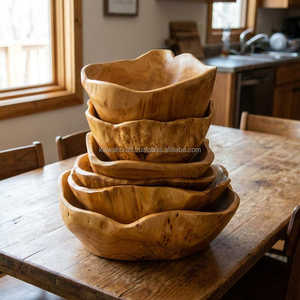 Cuencos de madera de estilo antiguo japoneses para uso en cocina y comedor con detalles artesanales únicos y acabado pulido de primera calidad. - Product Image 1