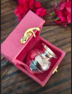 Aluminium Pooja Kalash with Velvet Gift Box German Silver Plated Puja Lota for <b>Mandir</b>, Kalash Sthapana and Religious Gift - Product Image 1