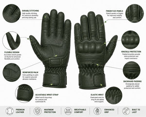 Gants de moto antidérapants en cuir pour l'hiver, protection solaire, sport, VTT, aventure, conduite - Product Image 4