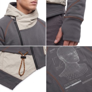 Veste à capuche en polaire pour homme, color-block, avec fermeture éclair et poches, coupe régulière, coupe-vent, pour l'automne - Product Image 4