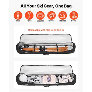 Borsa per Snowboard in Tessuto Oxford 600D Impermeabile per Viaggi Aerei, Borsa Imbottita Regolabile per Sci e Snowboard fino a 65 Pollici/165 cm - Product Image 2