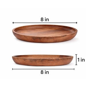 KHATI HOUSE Plato Redondo para Servir de Madera de Acacia |   Diseño de Flores Pintado a Mano |   Ecológico y Duradero |   8 Pulgadas - Product Image 4