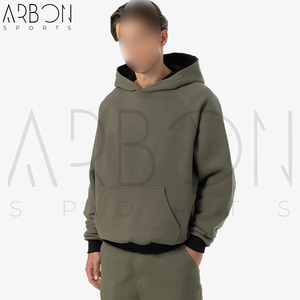 Sweat à capuche réversible personnalisé 2026 pour homme, 100 % coton molletonné, coupe ample à épaules tombantes, bicolore - Product Image 2
