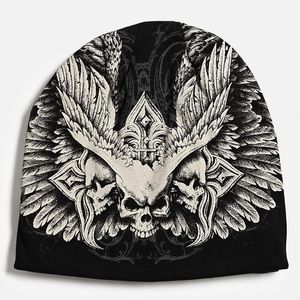 Gorro Unisex Estilo Punk con Estampado de Calavera y Alas, 100% Acrílico, Gorro de Invierno para Adultos, Uso Casual, Nuevo Diseño 2026 - Product Image 1