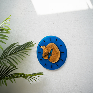 <b>Modern</b> Blue Epoxy Wood Round <b>Wall</b> <b>Clock</b> Home Decor Hanging <b>Clock</b> for Living Room - Product Image 5