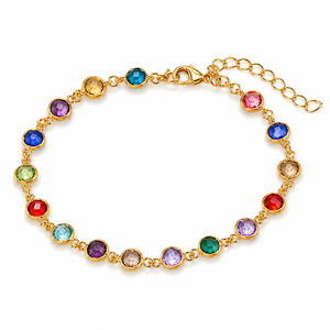 Fashion Charm 925 Sterling Silver Bezel Round <b>Gemstone</b> Jewelry Hydro Adjustable Crystal <b>Gemstone</b> <b>Bracelet</b> for Women - Product Image 3