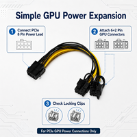 Kabel Splitter Daya GPU FYX Stock PCIe 8 Pin Female ke Dual 8 Pin 6+2 Male, Adaptor Kartu Grafis, Kabel Ekstensi Grosir