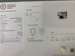 Diamantes Sueltos Blancos Cultivados en Laboratorio CVD, Certificados por IGI, Claridad VVS, Forma de Pera de 1.02ct, Venta al Por Mayor - Product Image 3