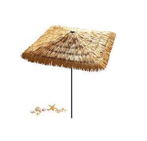 Tropiccal Palm Leaf Parasol with Rustic Bamboo <b>Pole</b> - Unique Square Tiki Hut Canopy with <b>Wooden</b> <b>Pole</b> Stand - Product Image 2