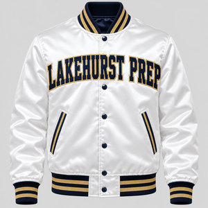 Wholesale Custom Satin Varsity <b>Jacket</b> Men's Embroidered Letterman <b>Baseball</b> <b>Bomber</b> <b>Jacket</b> with Chenille Patch Logo - Product Image 3