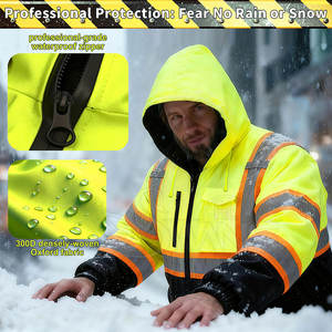 Veste de sécurité d'hiver respirante en coton/polyester avec logo frontal, prix de gros, pour la vente en ligne - Product Image 3