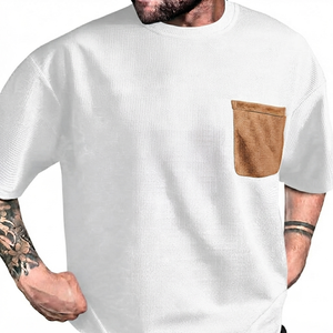 Wholesale Custom Fabric With Pocket T <b>Shirt</b> <b>Waffle</b> Boxy High Quality Blank Men Plain Casual Men's T-<b>shirts</b> - Product Image 1