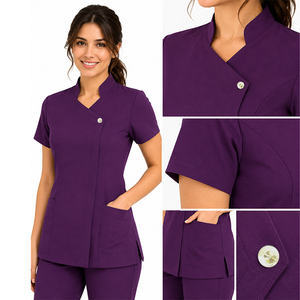 High Quality Customize Logo Ladies <b>Beauty</b> SPA Salon Uniform Housekeeping Uniform Tops Fashion <b>Tunic</b> Clothing Beautician Uniform - Product Image 1