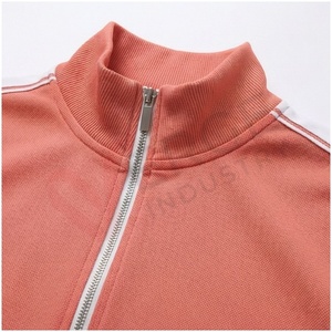 Ensemble de survêtement corail pour homme, manches longues, col montant, fermeture éclair sur le devant, couleur unie, respirant, coupe décontractée, pour l'automne - Product Image 4